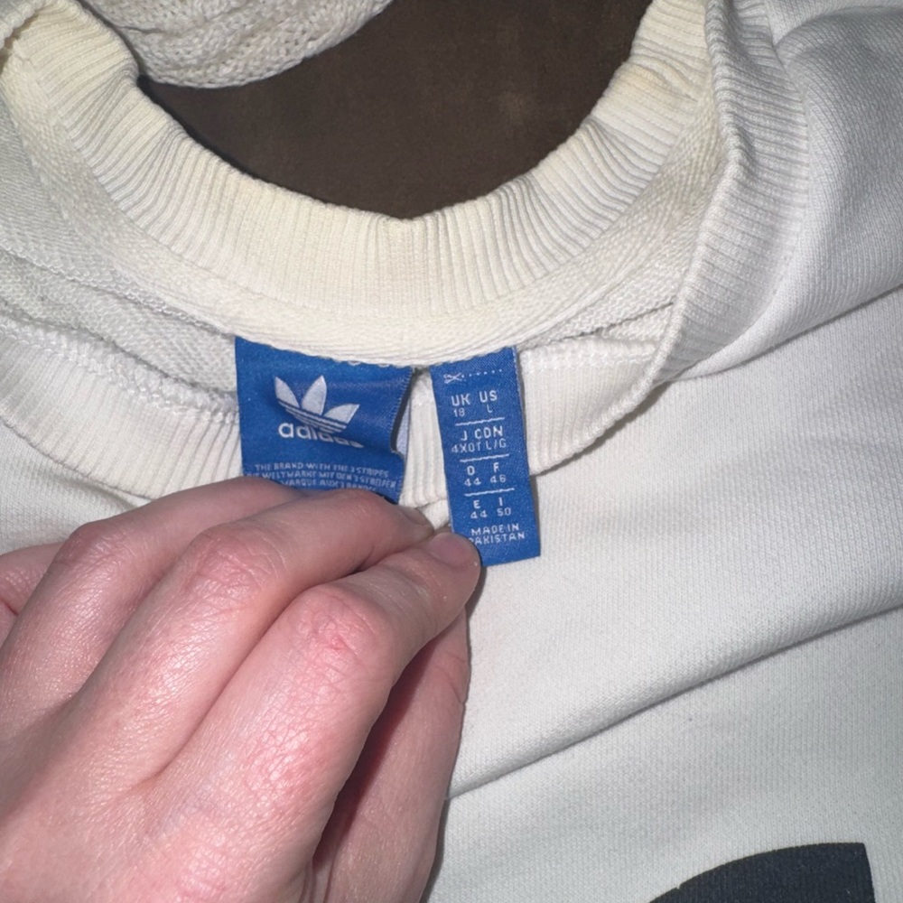 Adidas White Crewneck Sweatshirt With Pockets - Picture 4 of 8